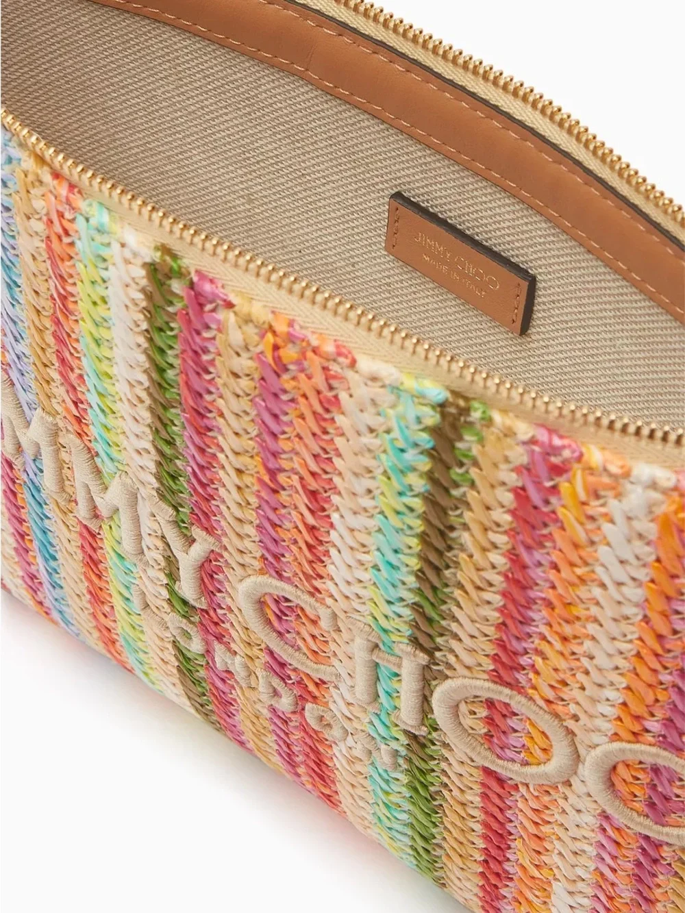 JIMMY CHOO Multicolor Woven Wristlet Clutch